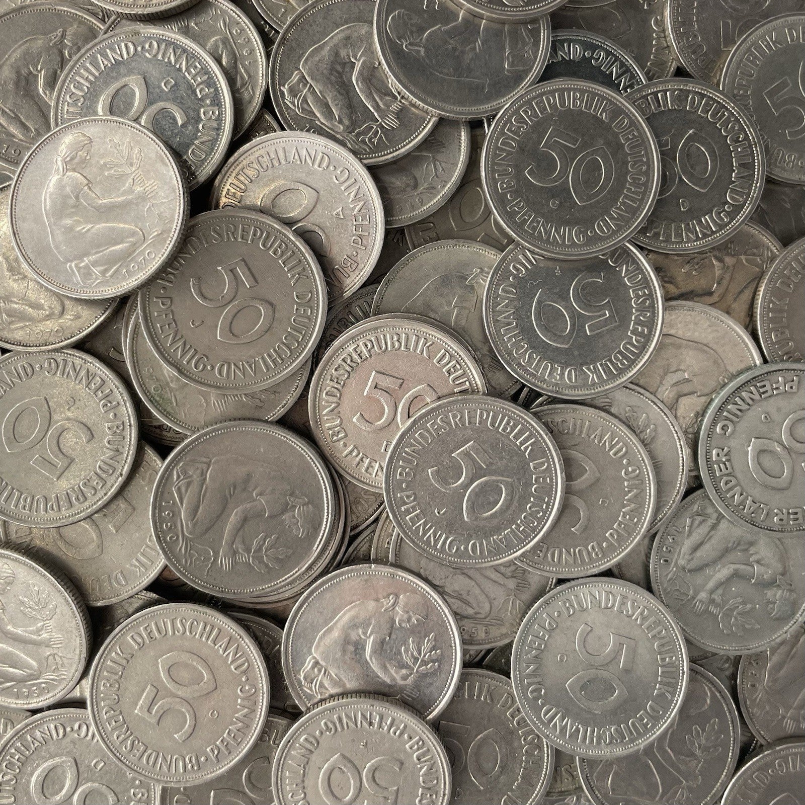 50 Pfennig Münzen BRD (vor €) & Bank deutscher Länder Sammlung Lot Konvolut alt