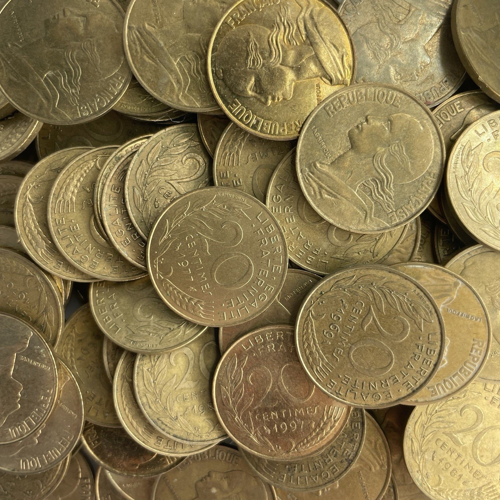 Münzen Sammlung Frankreich 20 Centimes 1962-2001 Lot Konvolut Europa alt