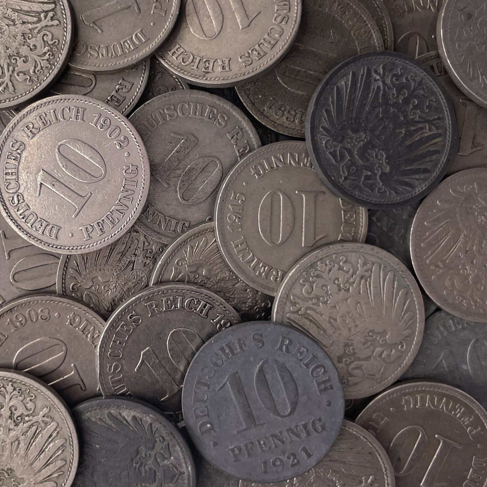 10 Pfennig Münzen Deutsches Kaiserreich 1873–1922 Sammlung Lot Konvolut alt