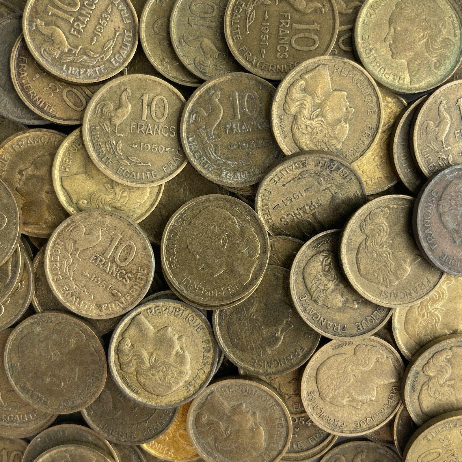 Münzen Sammlung Frankreich 10 Francs 1950-1958 Lot Konvolut Europa alt
