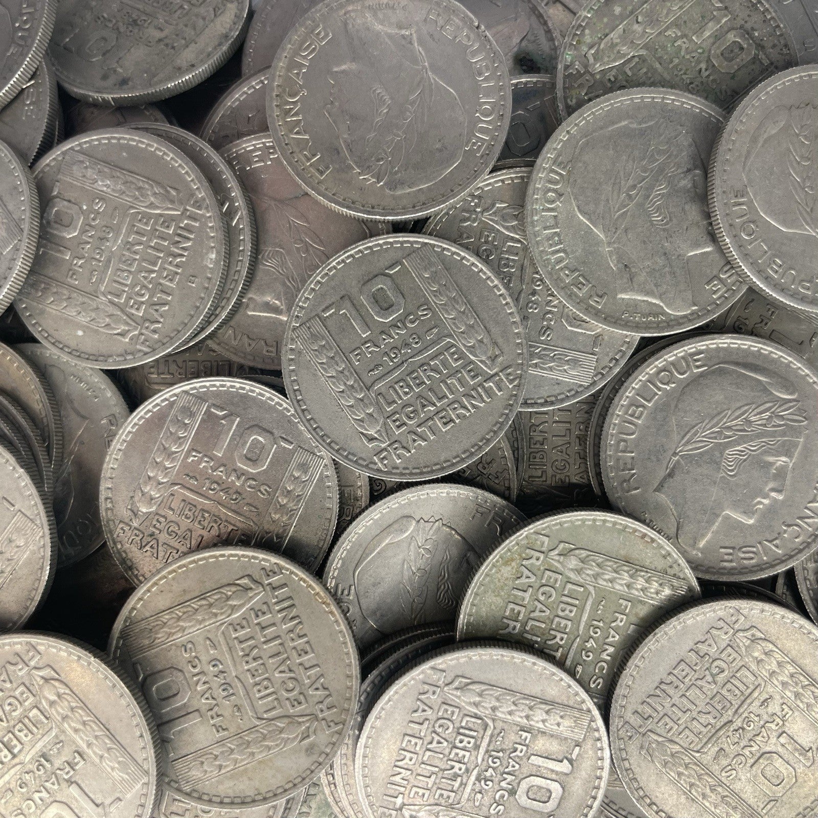 Münzen Sammlung Frankreich 10 Francs 1947-1949 Lot Konvolut Europa alt